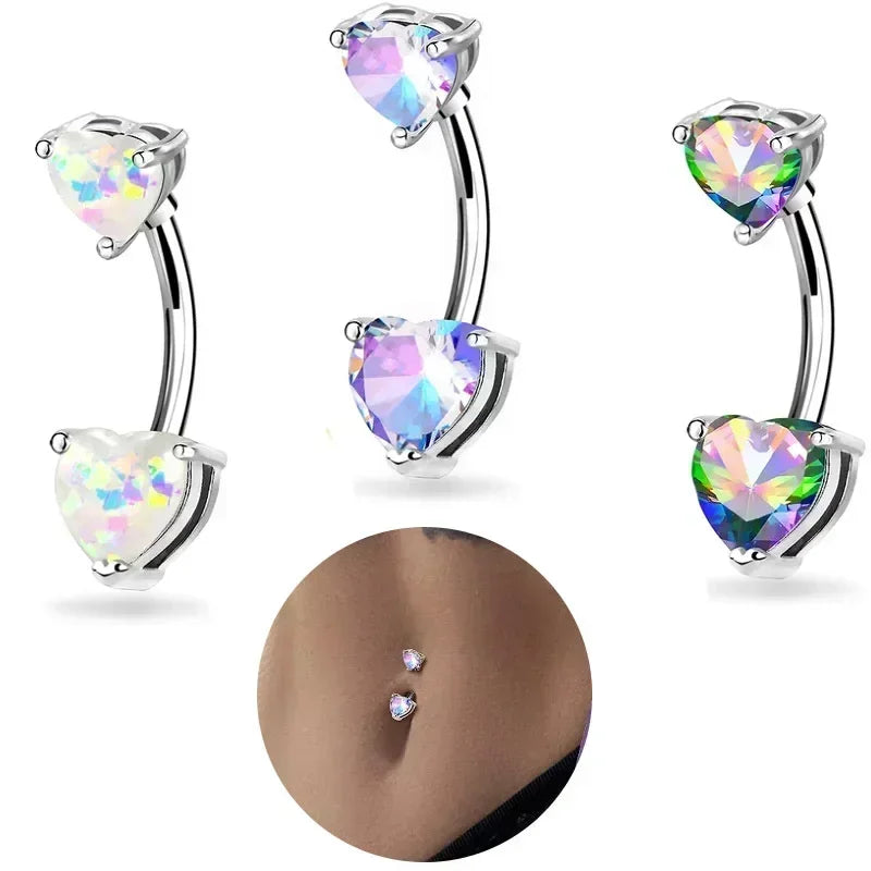 Surgical Steel Crystal Navel Ring | Adjustable Flower Drop Barbell for Fresh/Pierced - Festivals, Beach, Daily Wear