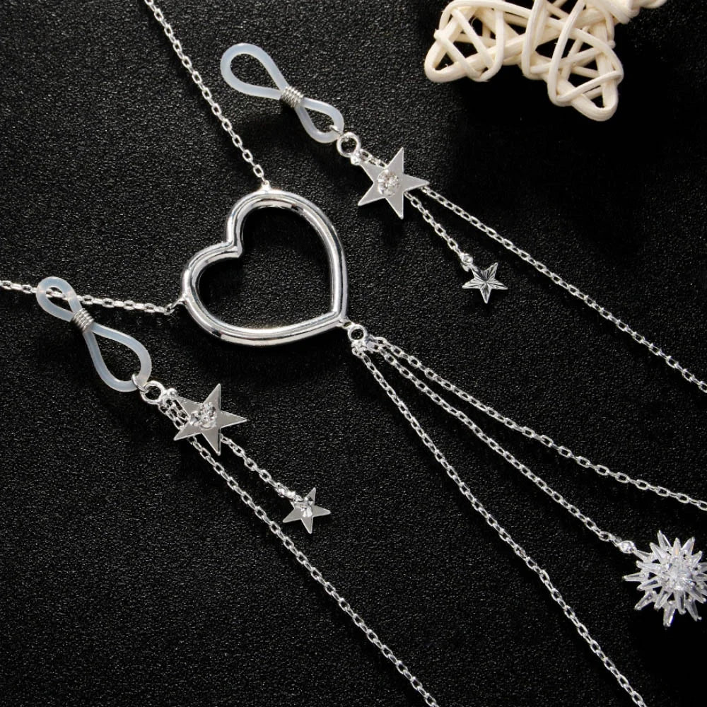 Adjustable Heart & Star Tassel Body Chain | No-Piercing Chest Jewelry for Date Nights, Festivals & Romantic Moments