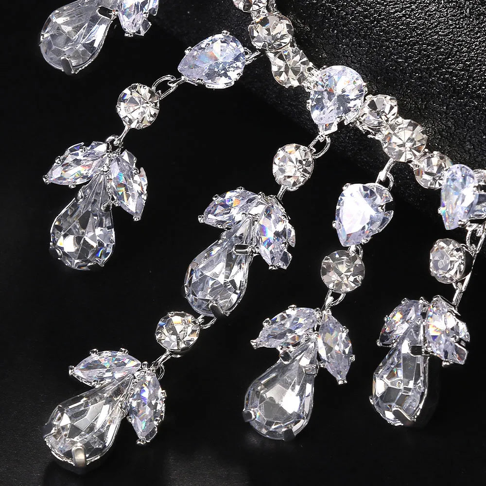 Bridal Shoulder Chain Jewelry - Leaf Crystal Body Chain for Wedding Dress | Silver/Gold Rhinestone