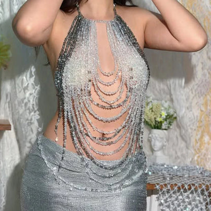 Sparkling Body Chain & Bralette Set | Handmade Crystal Layers for Music Festivals, Dates & Boudoir
