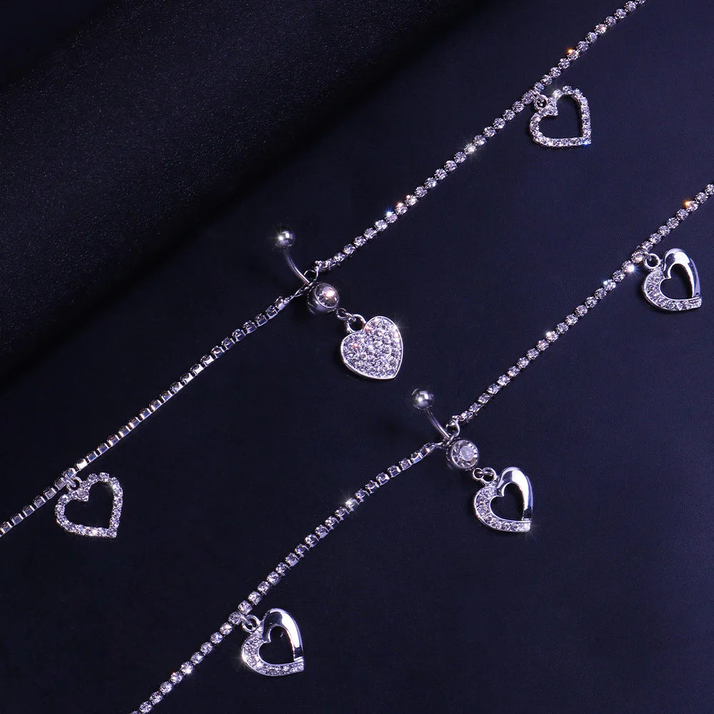 Heart Waist Jewelry Gift Set | Rhinestone Body Chain for Lingerie, Beach & Romantic Evenings