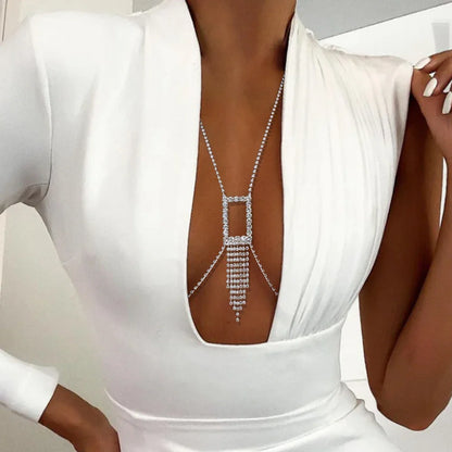 Sparkling Crystal Tassel Bra Chain – Bold Body Jewelry