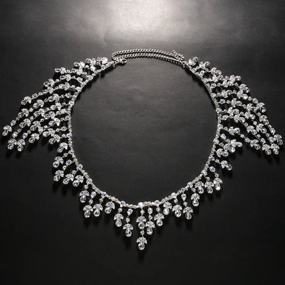 Bridal Shoulder Chain Jewelry - Leaf Crystal Body Chain for Wedding Dress | Silver/Gold Rhinestone