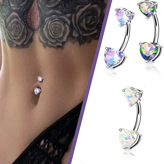 Surgical Steel Crystal Navel Ring | Adjustable Flower Drop Barbell for Fresh/Pierced - Festivals, Beach, Daily Wear