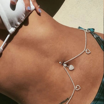 Heart Waist Jewelry Gift Set | Rhinestone Body Chain for Lingerie, Beach & Romantic Evenings