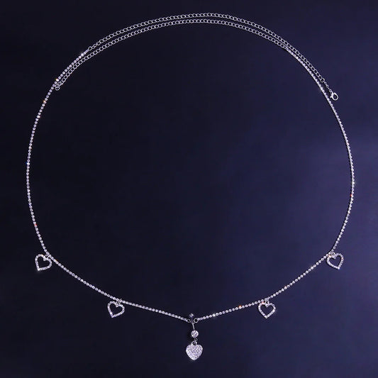 Heart Waist Jewelry Gift Set | Rhinestone Body Chain for Lingerie, Beach & Romantic Evenings
