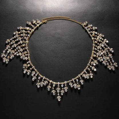 Bridal Shoulder Chain Jewelry - Leaf Crystal Body Chain for Wedding Dress | Silver/Gold Rhinestone