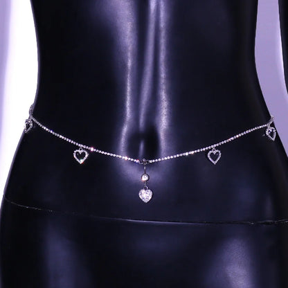 Heart Waist Jewelry Gift Set | Rhinestone Body Chain for Lingerie, Beach & Romantic Evenings